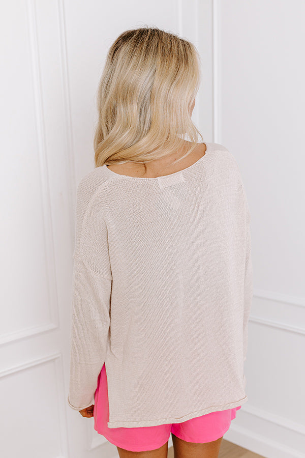 Champagne Please Sweater in Stone