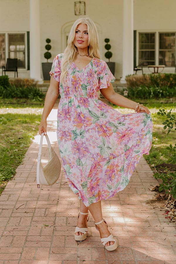 sangria midi dress Sunny Sangria Floral Midi Dress in Mint Curves 1XL / Mint