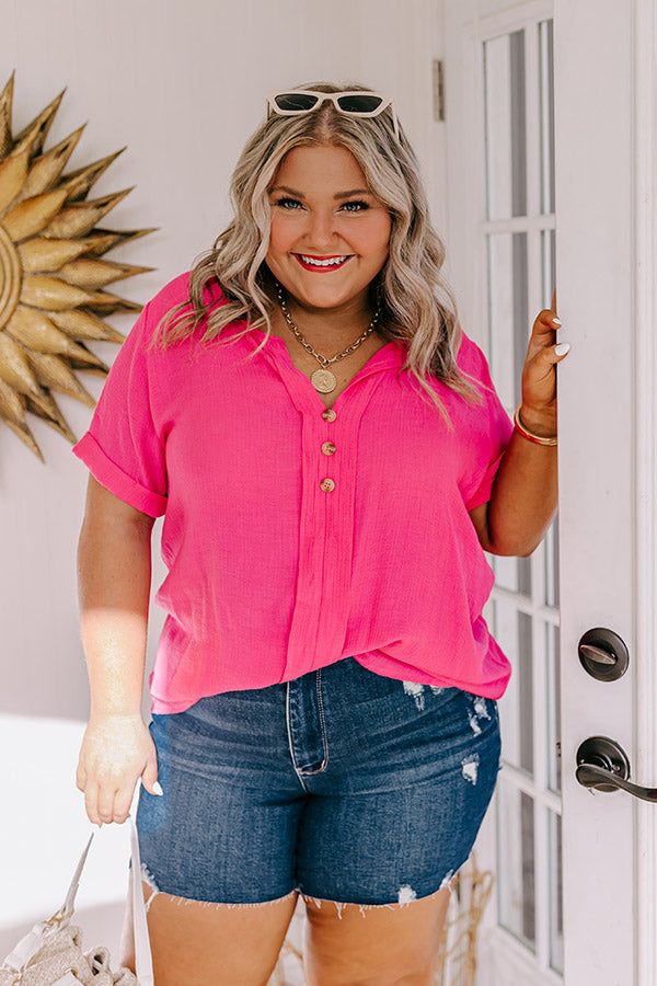 Coastal Breeze Shift Top in Hot Pink Curves
