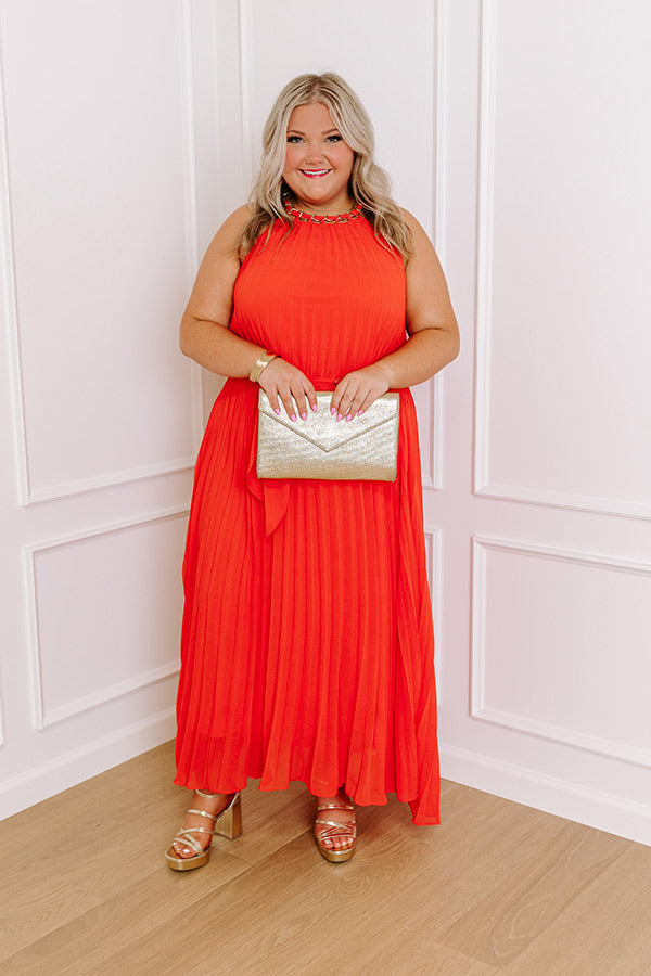 red pleated maxi dress Designer Satin Silk Pleated Maxi Dress kalisa
