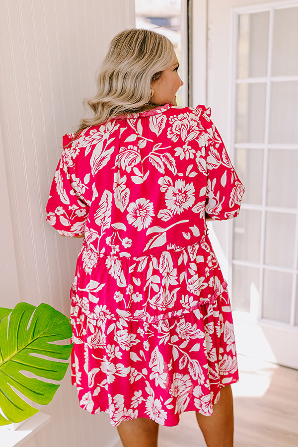 hot pink floral mini dress Petal and Pup Women's Butterfields Strapless Mini Dress
