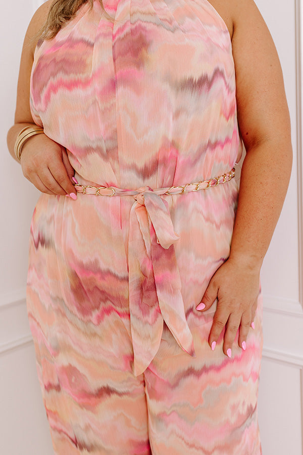 Gala Glam Watercolor Jumpsuit in Pink Curves