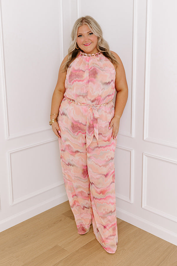 Gala Glam Watercolor Jumpsuit in Pink Curves