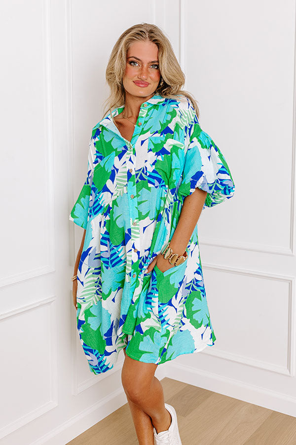 Tropical Vacay Button Down Mini Dress