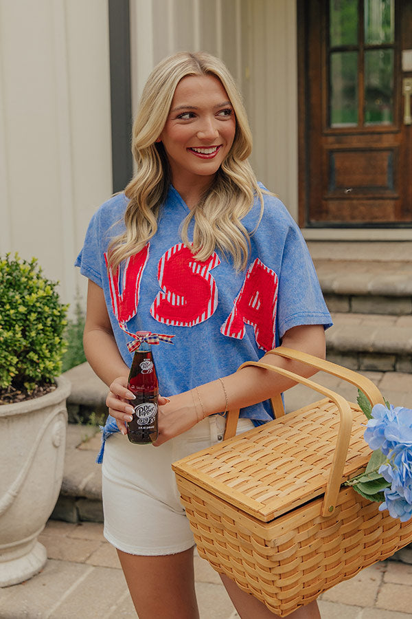 USA Patch Vintage Wash Top in Blue Image - 2