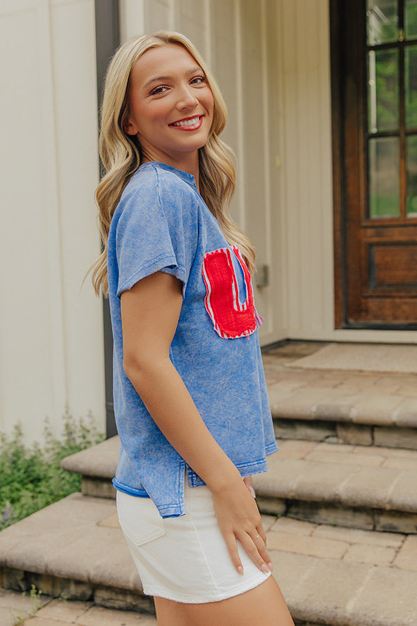 USA Patch Vintage Wash Top in Blue Image - 5