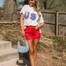 USA Patch Vintage Wash Top in Ivory Image - 1
