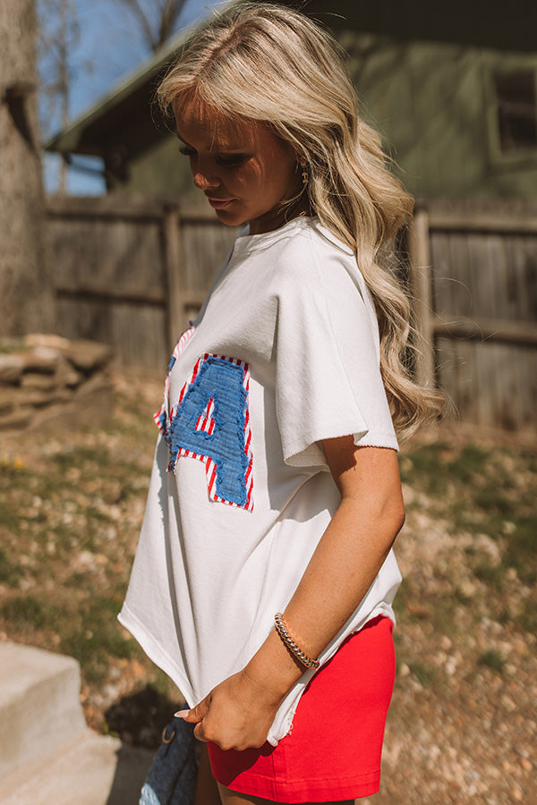 USA Patch Vintage Wash Top in Ivory Image - 4