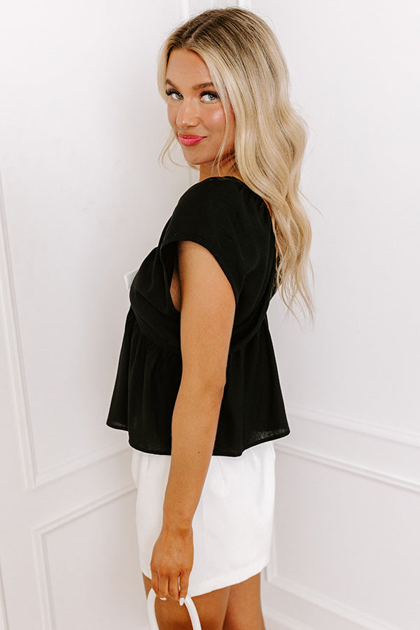 Caught Crushing Linen-Blend Top in Black