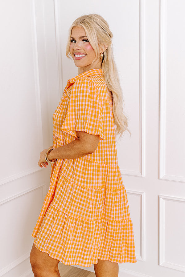 Picnic Ready Gingham Mini Dress in Orange Curves