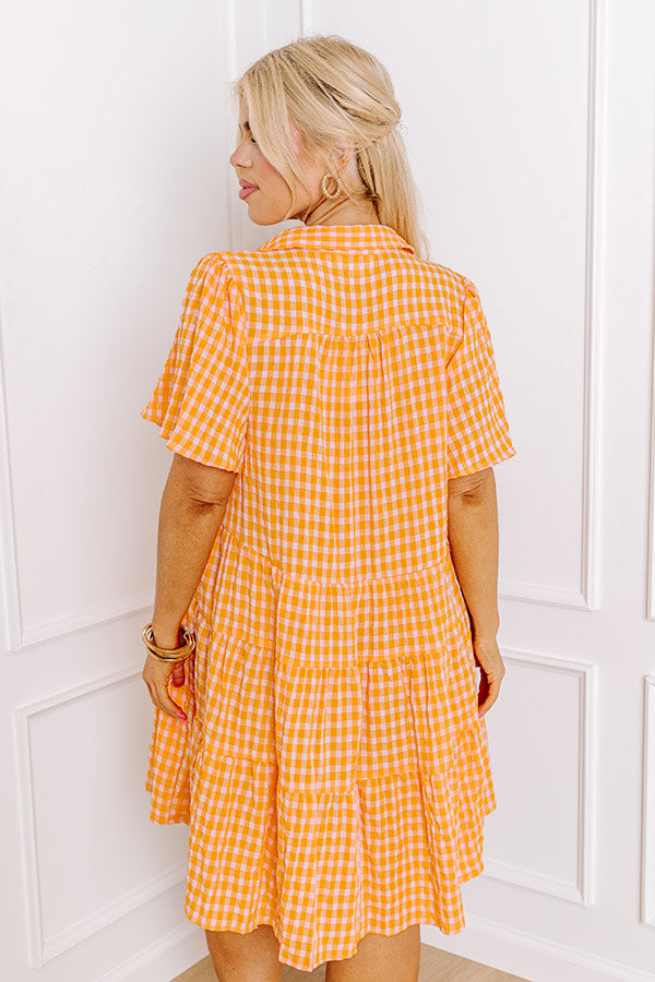 Picnic Ready Gingham Mini Dress in Orange Curves