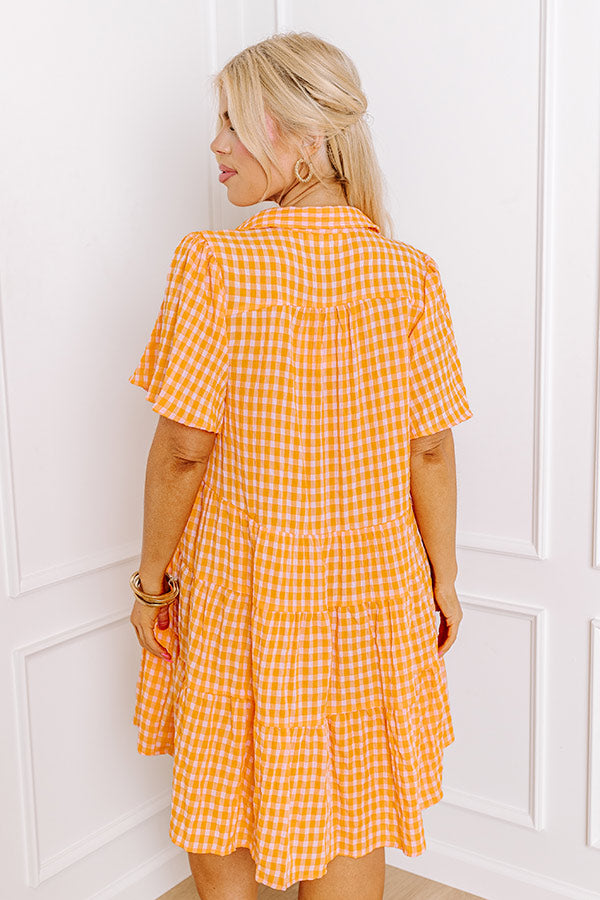 Picnic Ready Gingham Mini Dress in Orange Curves Picnic Ready Gingham Mini Dress in Orange Curves