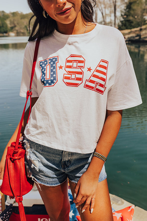 USA Flag Print Graphic Tee