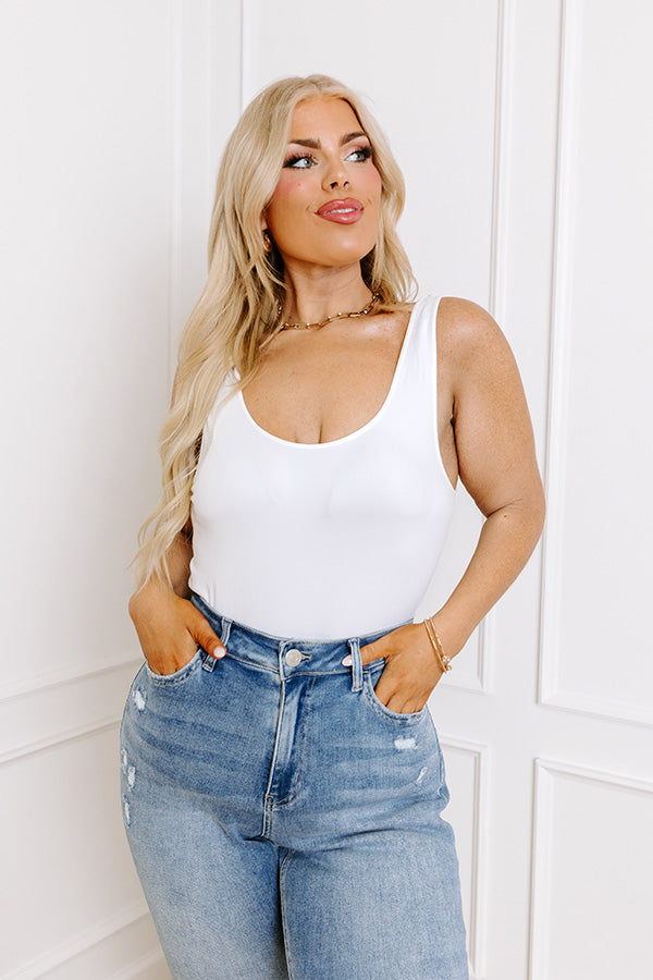 Easily Styled Seamless Tank in White Curves