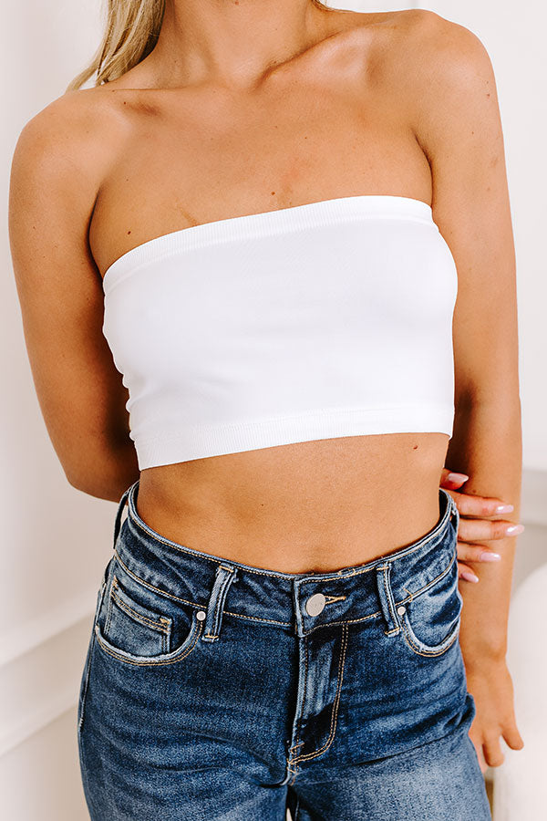 Easily Paired Seamless Bandeau Top in White   