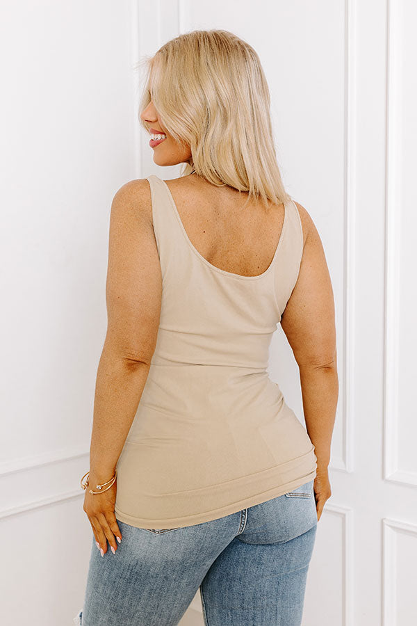 Easily Styled Seamless Tank in Beige Curves