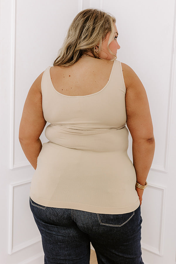 Easily Styled Seamless Tank in Beige Curves