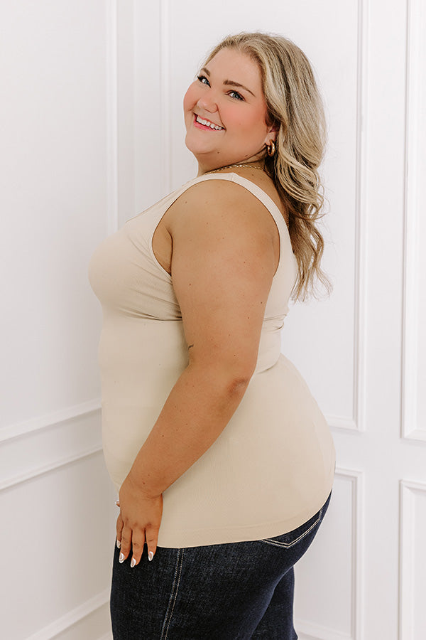 Easily Styled Seamless Tank in Beige Curves