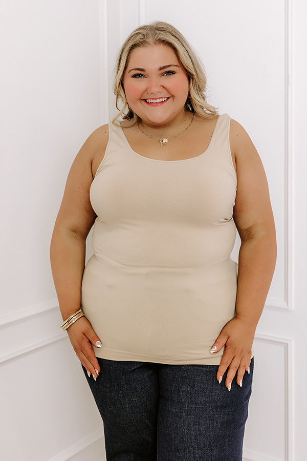 Easily Styled Seamless Tank in Beige Curves   