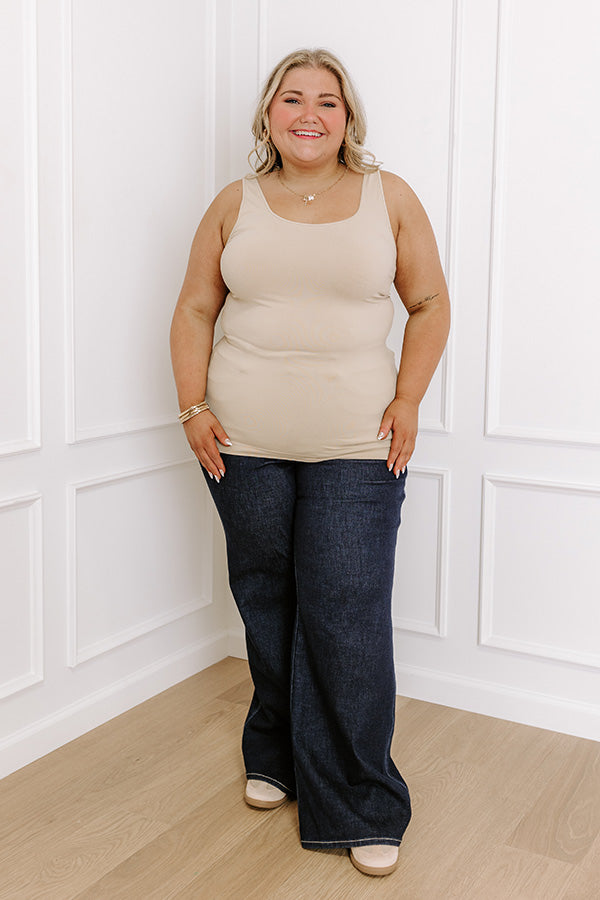 Easily Styled Seamless Tank in Beige Curves   