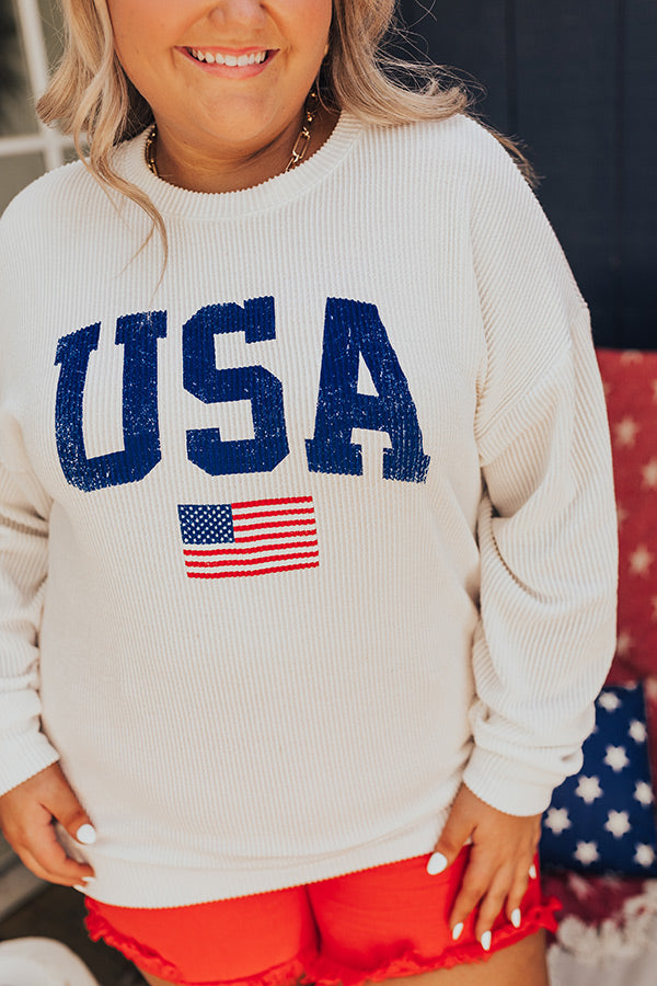 USA Ribbed Sweatshirt Curves
