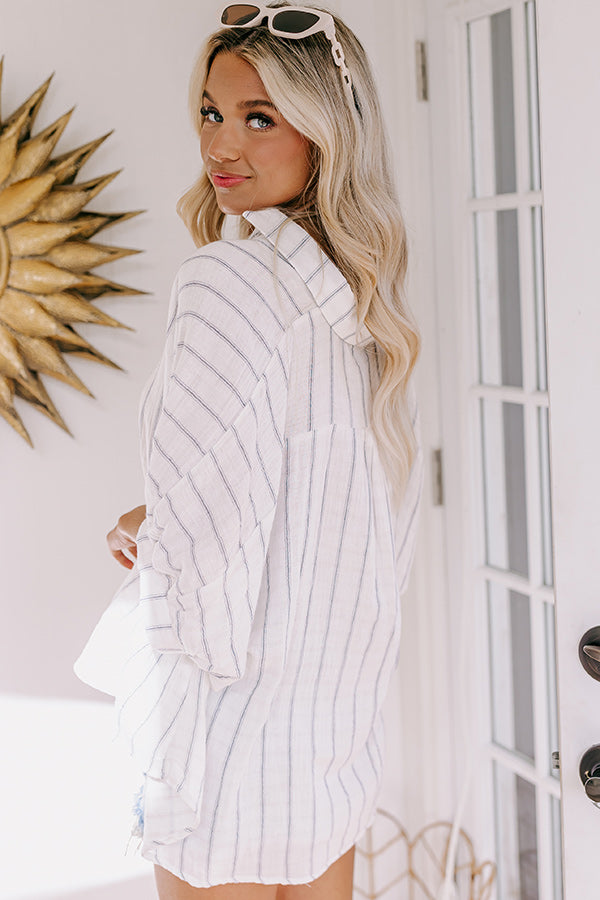 Sea Breeze Oversized Button Up in White