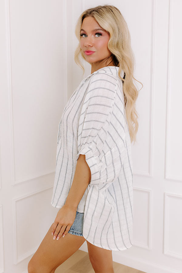 Sea Breeze Oversized Button Up in White   