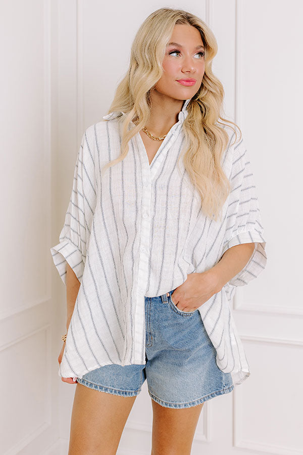 Sea Breeze Oversized Button Up in White