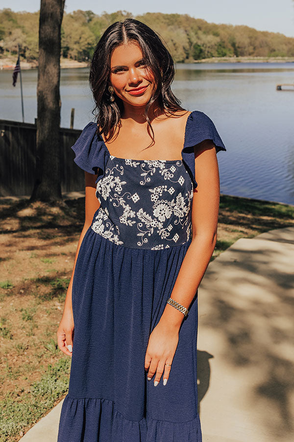 Picnic At The Park Embroidered Maxi Dress