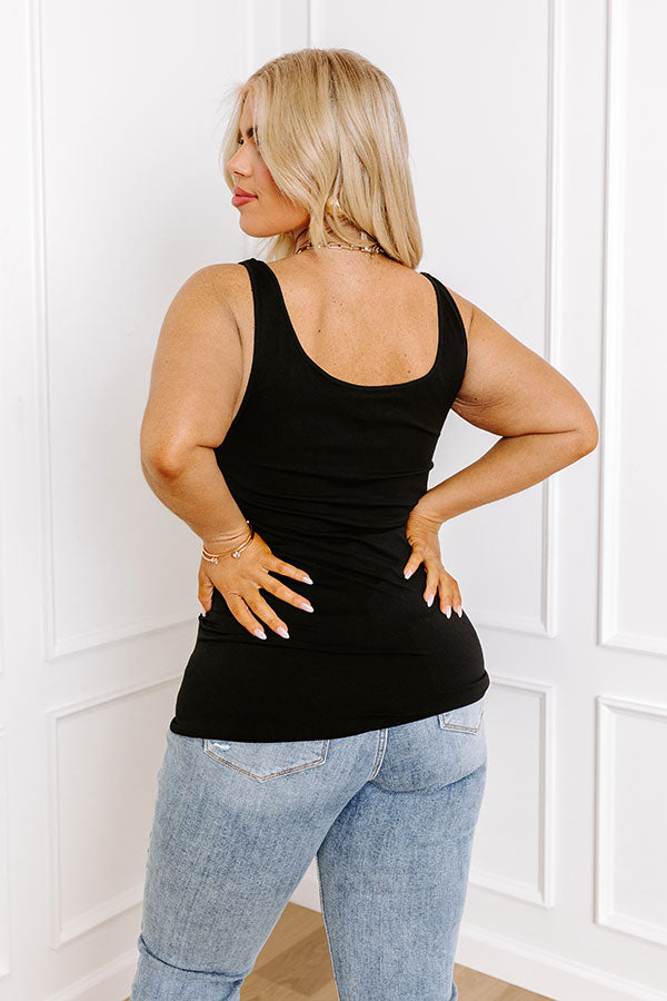 Easily Styled Seamless Tank in Black Curves