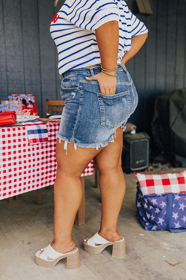 Risen Maeve High Waist Frayed Shorts Curves   