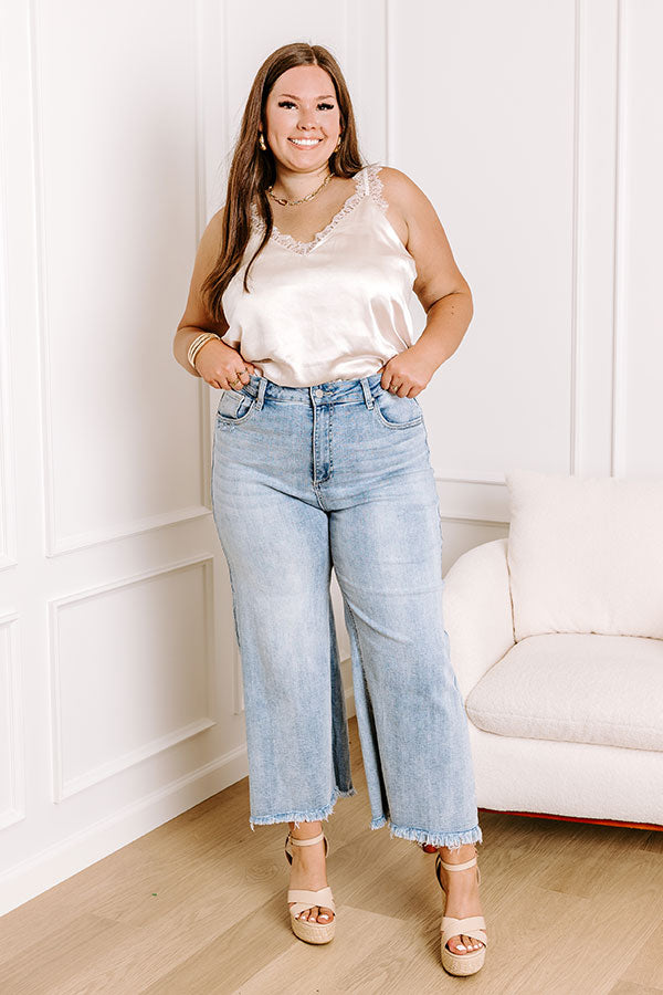 Risen Samantha High Waist Wide Leg Jean in Light Wash Curves