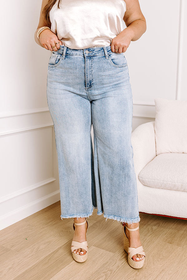 Risen Samantha High Waist Wide Leg Jean in Light Wash Curves