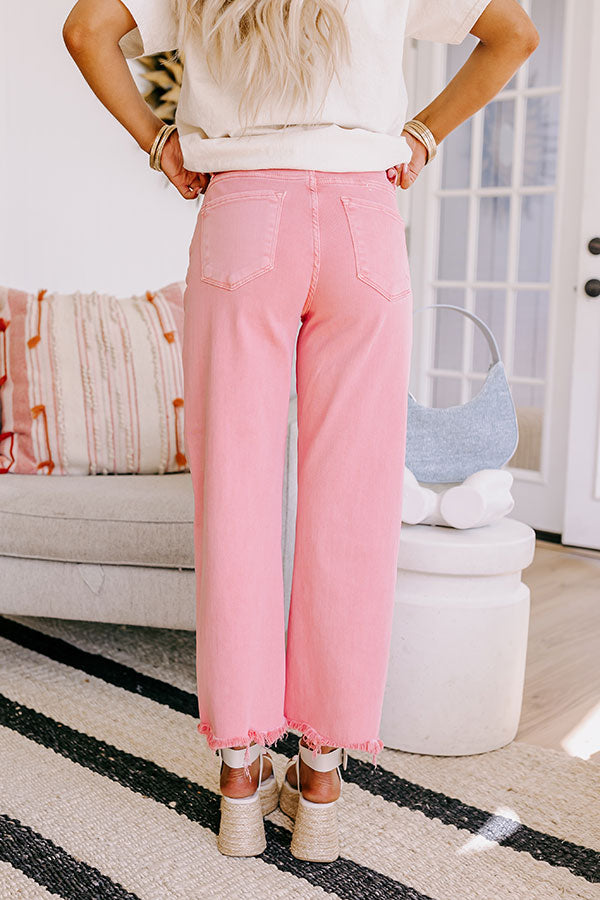 Risen Iris Midrise Wide Leg Jean in Pink