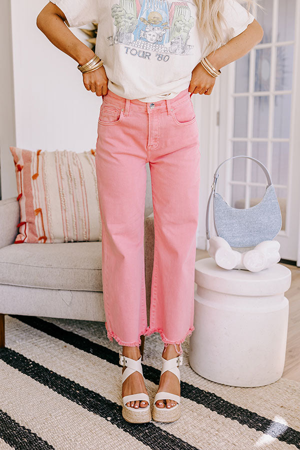 Risen Iris Midrise Wide Leg Jean in Pink