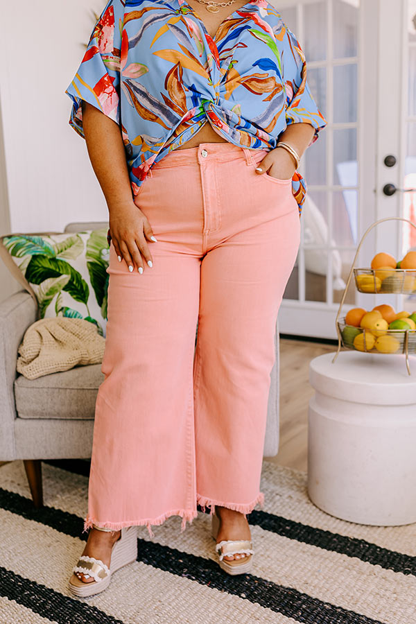 Risen Iris Midrise Wide Leg Jean in Pink Curves