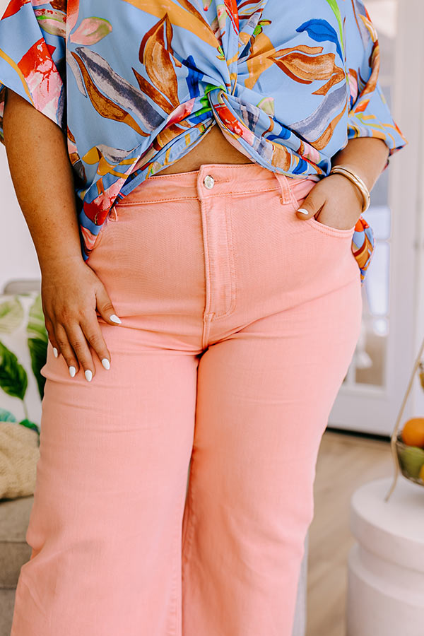 Risen Iris Midrise Wide Leg Jean in Pink Curves