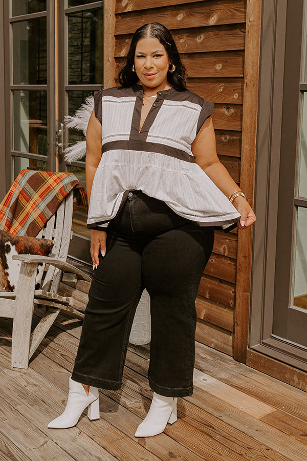 Risen Raelynn High Waist Wide Leg Jean in Black Curves