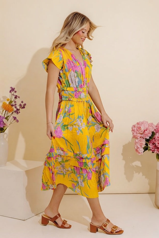 night bloom floral midi dress Women's Organic Cotton Wrap Dress