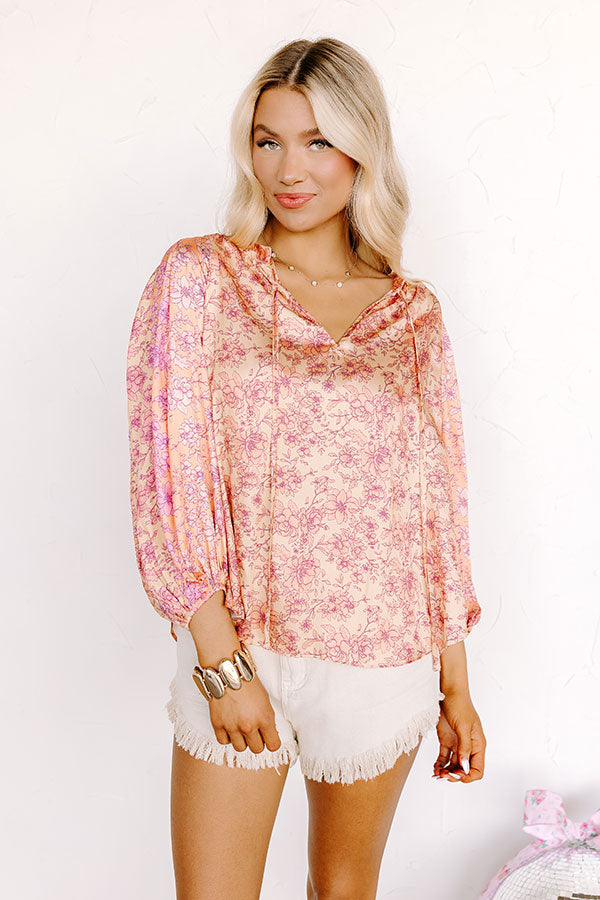 Serene Garden Satin Shift Top