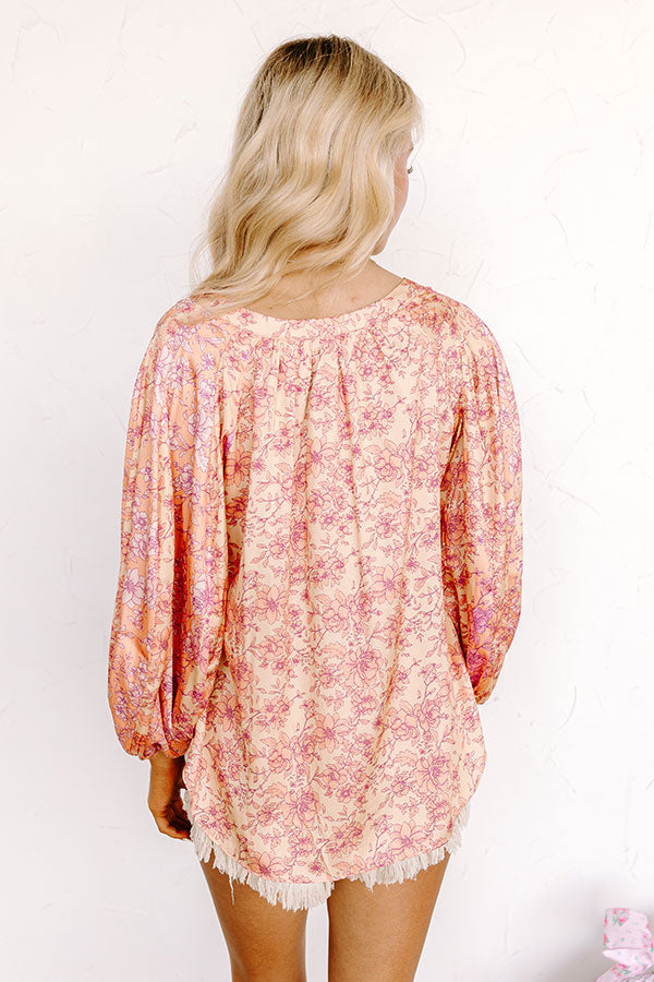 Serene Garden Satin Shift Top