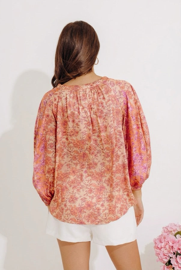 Serene Garden Satin Shift Top Image - 2