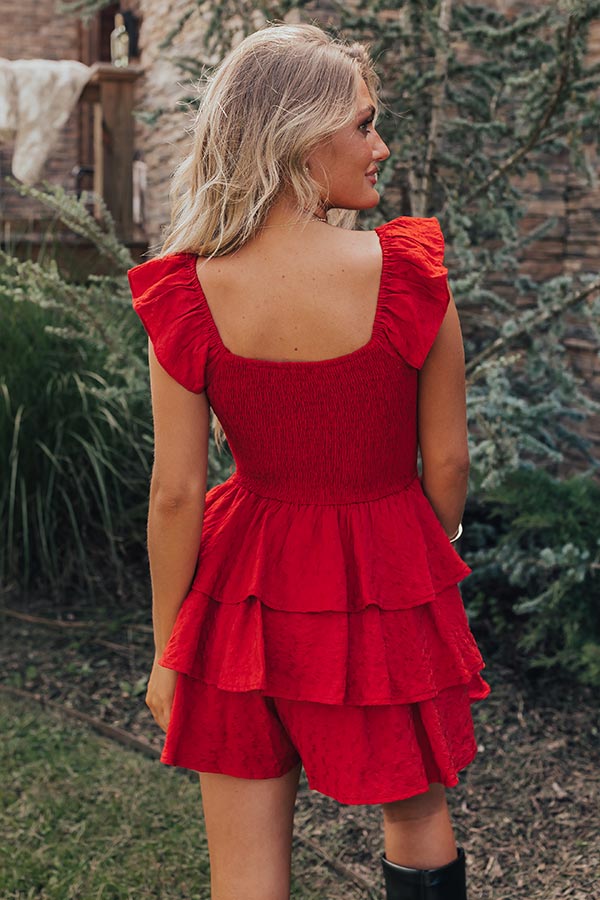 Find Me On The Dance Floor Ruffle Romper in Red