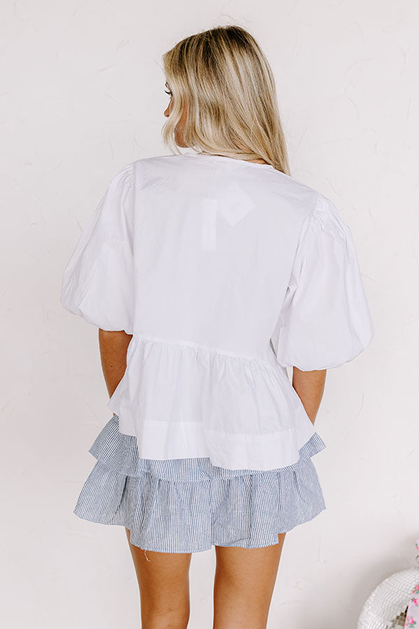 A Little Bit Flirty Front Tie Top in White