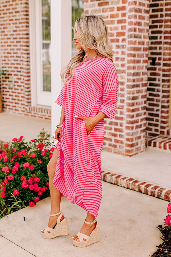 pink and red striped maxi dress pink and red striped dress Red & Pink Striped Zipper Maxi Dress