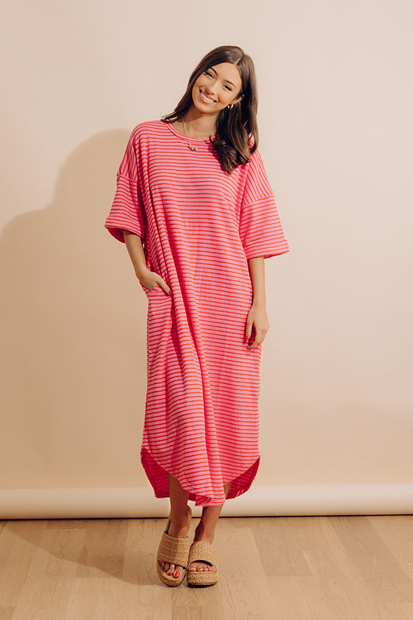 Beach Day Terry Stripe Maxi Dress in Pink Image - 2