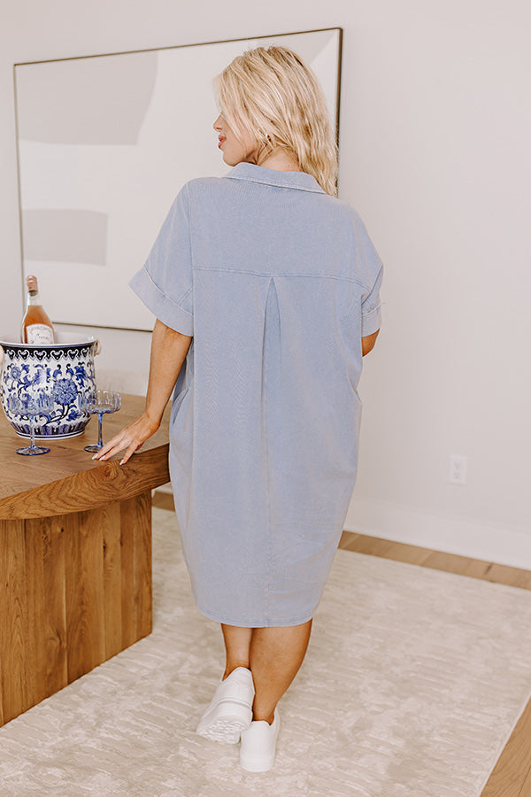 Casual Meetup Mini Dress in Airy Blue Curves