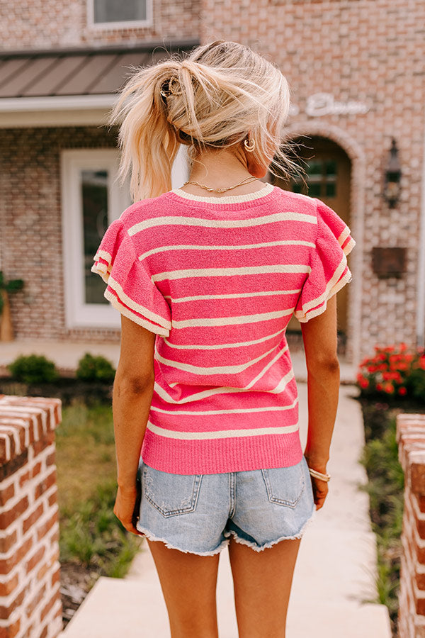 Sweet Charmer Knit Stripe Top in Pink