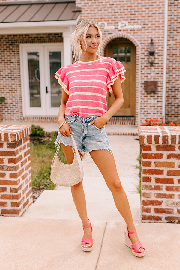 Sweet Charmer Knit Stripe Top in Pink