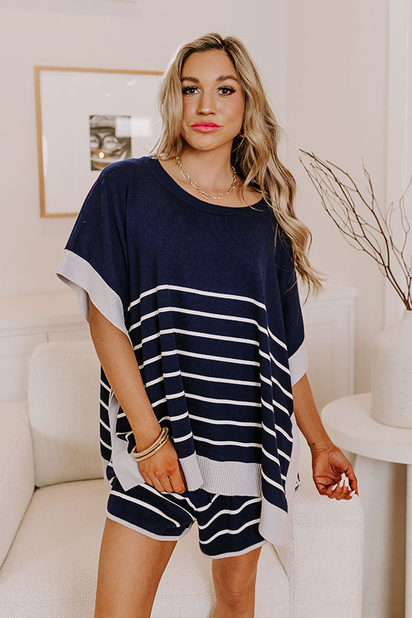 Dockside Cutie Knit Shift Top in Navy